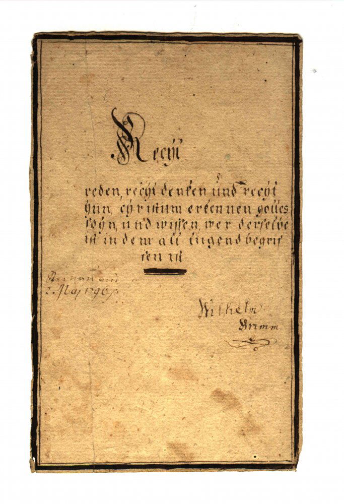 Das Dokument aus der Feder des 10-jährigen Wilhelm Grimm - Foto: Privat