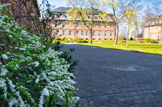Wenige Menschen, viele Blüten im Schlosspark Langenselbold.