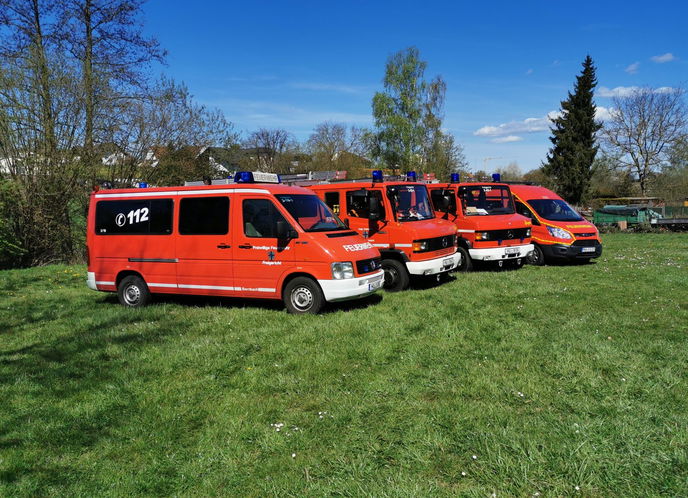 Der gemeinsame jetzige Fuhrpark der Feuerwehr Freigericht-Nord.
