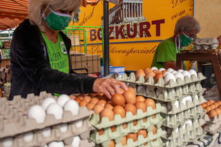 Frische Eier und leckeren Handkäse gab es bei den Käsemädels.