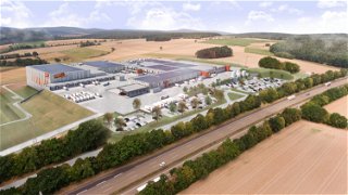 In Hünfeld bei Fulda entsteht das neue Logistikzentrum von Tegut. Eröffnung: 2023 - Visualisierung: Tegut