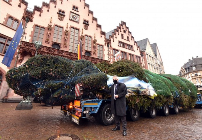 Oberbürgermeister Peter Feldmann und der Weihnachtsbaum - Foto: Stadt Frankfurt am Main
