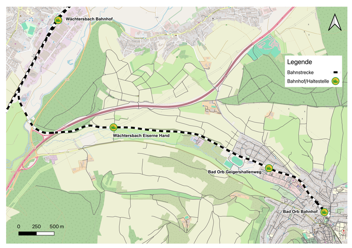 Laut der Machbarkeitsstudie hat die Strecke der Elmo-Bahn von Wächtersbach bis Bad Orb Potenzial für eine Reaktivierung. - Grafik: Kreisverkehrsgesellschaft Main-Kinzig mbH (KVG)