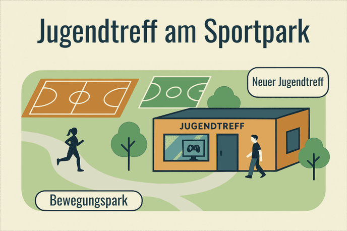 Der neue Treffpunkt, der von der Stadt geplant wird, entsteht am Sport- und Bewegungspark. - Grafik: Stadt Wächtersbach