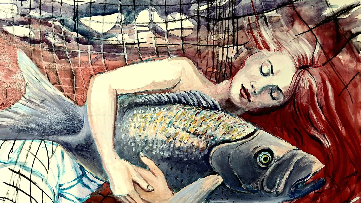 Sylvia Perlet-Pfefferkorn, under water dream, 2024, Acral auf Leinwand