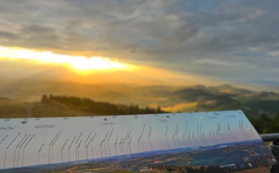 Eine Geländetafel auf der Aussichtsplattform des Radoms auf der Wasserkuppe